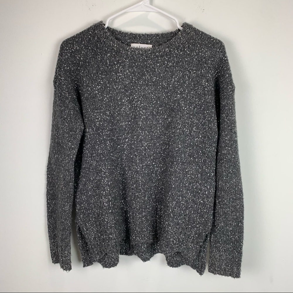 Velvet By Graham & Spencer Gray Scalloped Sweater